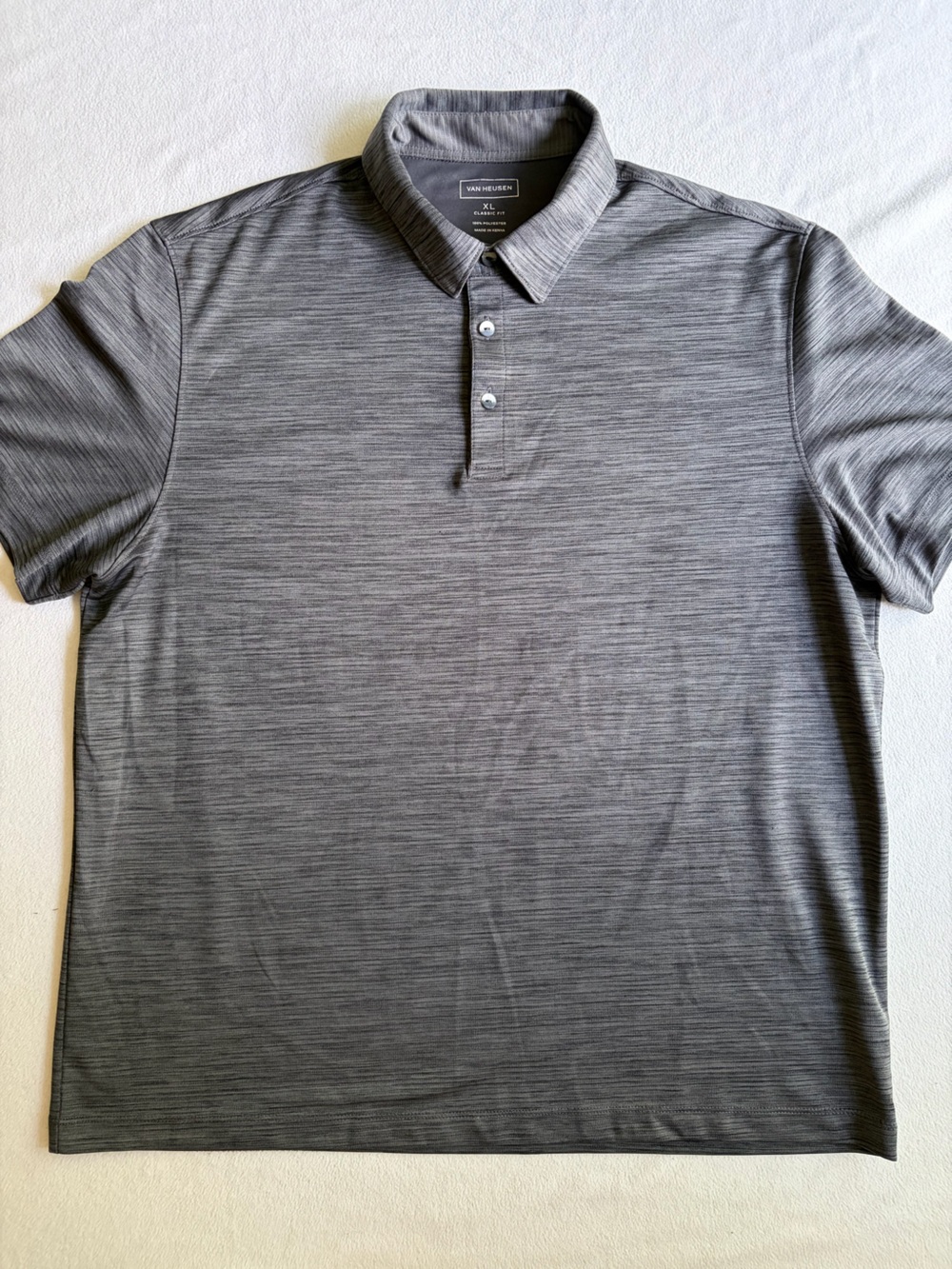 Van Heusen Men’s XL Gray Performance Polo Shirt Classic Fit Short Sleeve